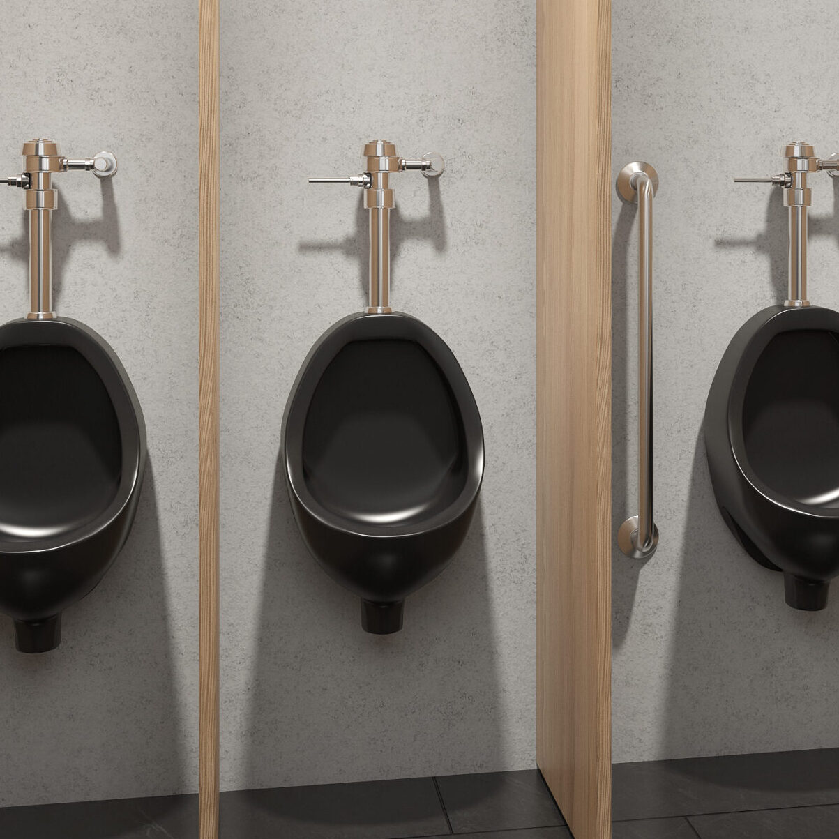 Kobly Wall Mounted Urinal in Matte Black - Room Scene